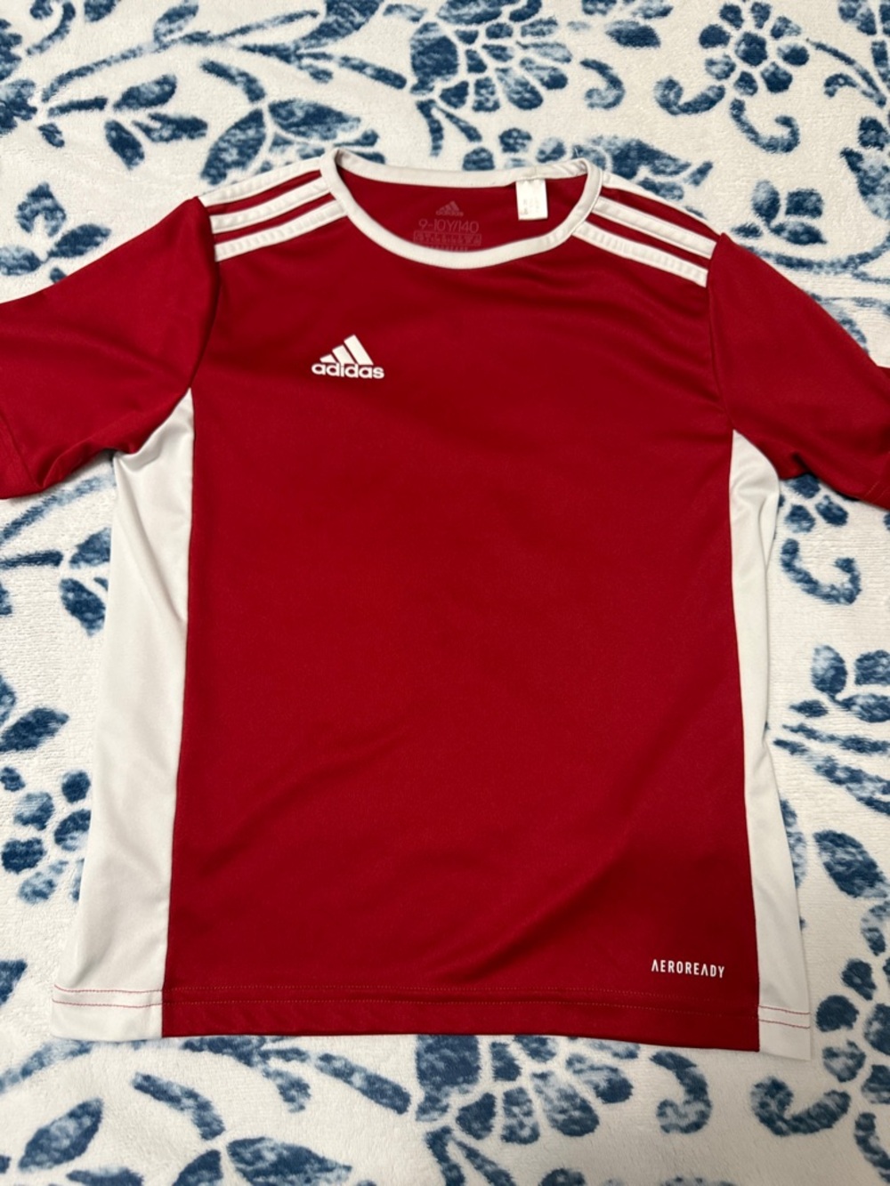 adidas Red and White Kids' AEROREADY Soccer Jersey